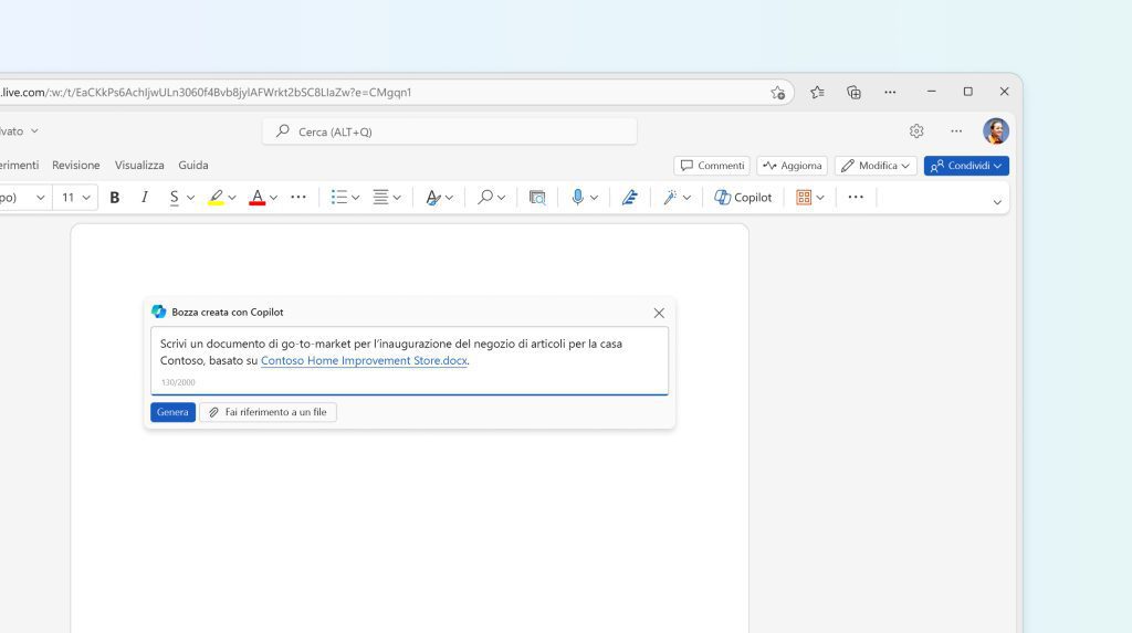 Intelligenza Artificiale Generativa e Microsoft Word